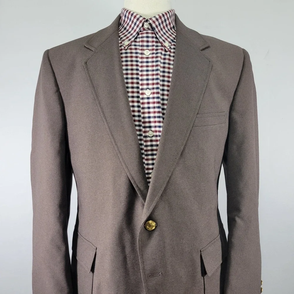 Perma Prest Classic Collections Men's Sport Coat Blazer Two Button‎ Brown 46R